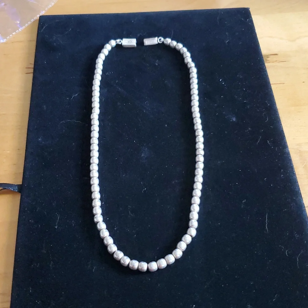 Mexico 925 sterling silver large bead ball necklace , 44.5 grms - Picture 5 of 13